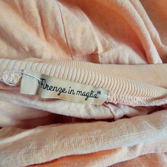 Firenze In Maglia Made In Italy Womens Linen Cotton Pleated Midi Skirt Orange - Picture 3 of 7